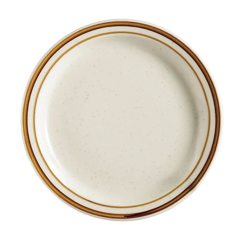 CAC China AZ-9 Arizona Plate, 9-3/4" Dia., Narrow Rim, Brown Speckled Ceramic, Dishwasher - Dozen