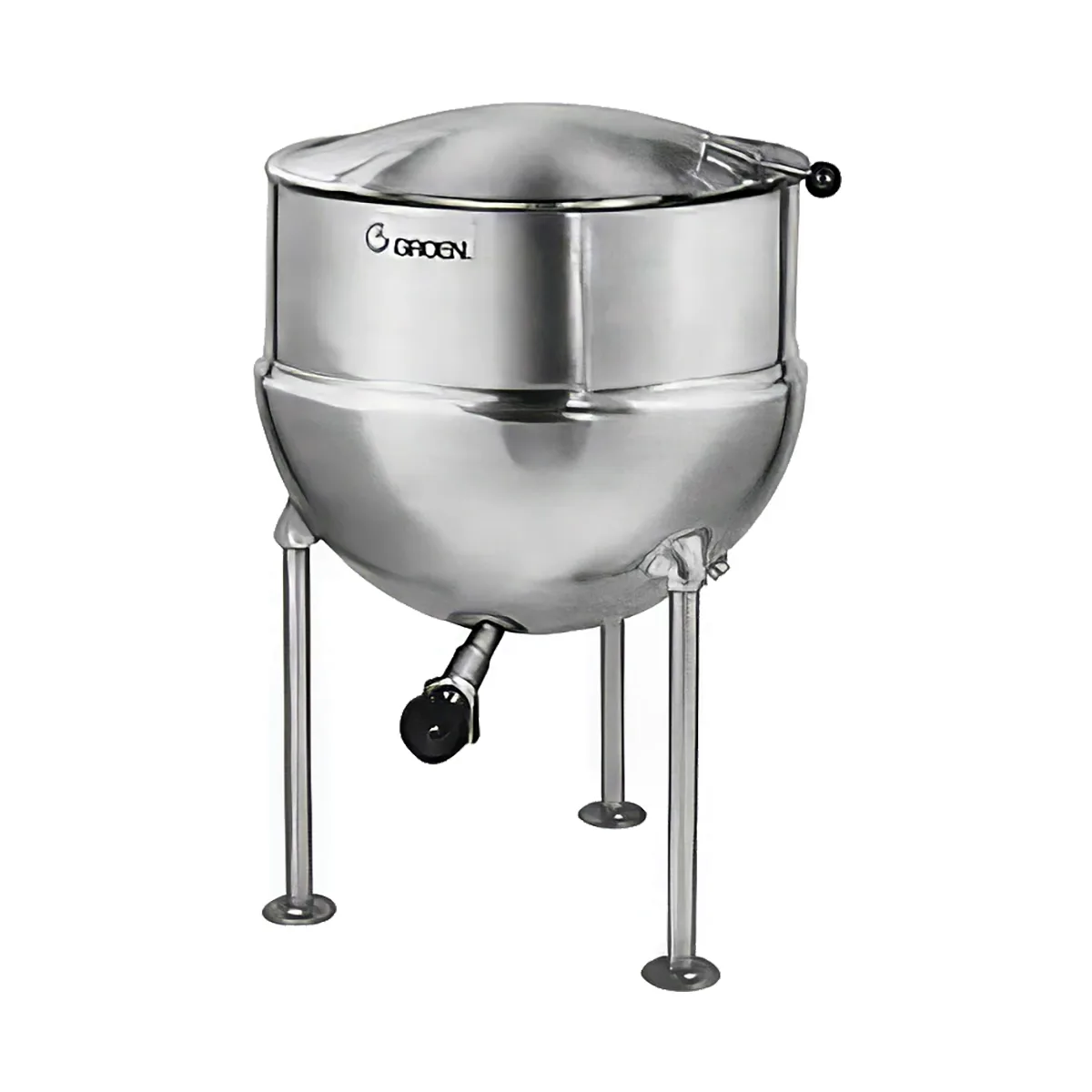 Groen FT-40 40 Gallon Floor Stationary 2/3 Steam Jacketed Direct Steam Kettle w/ Tri-Leg Base