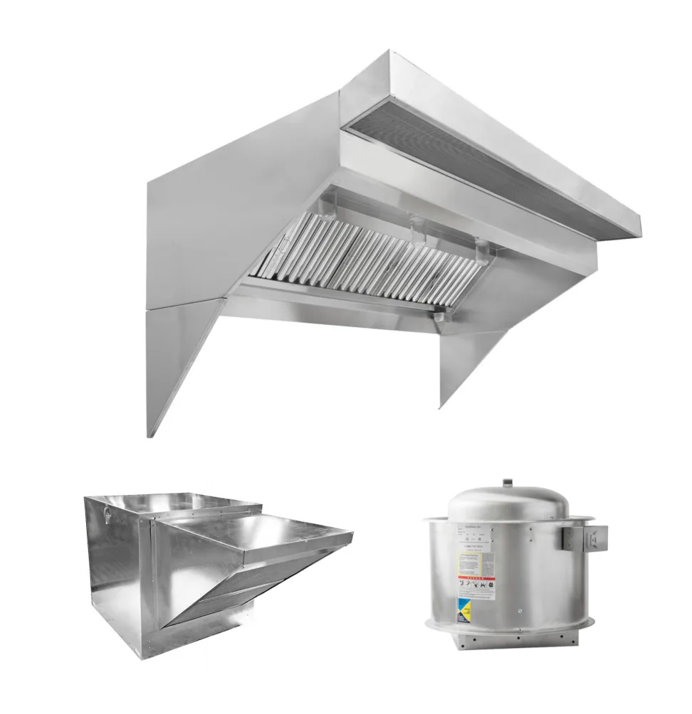 Naks Low Ceiling Sloped Front Restaurant Hood System w/PSP Makeup Air 6’ x 48”