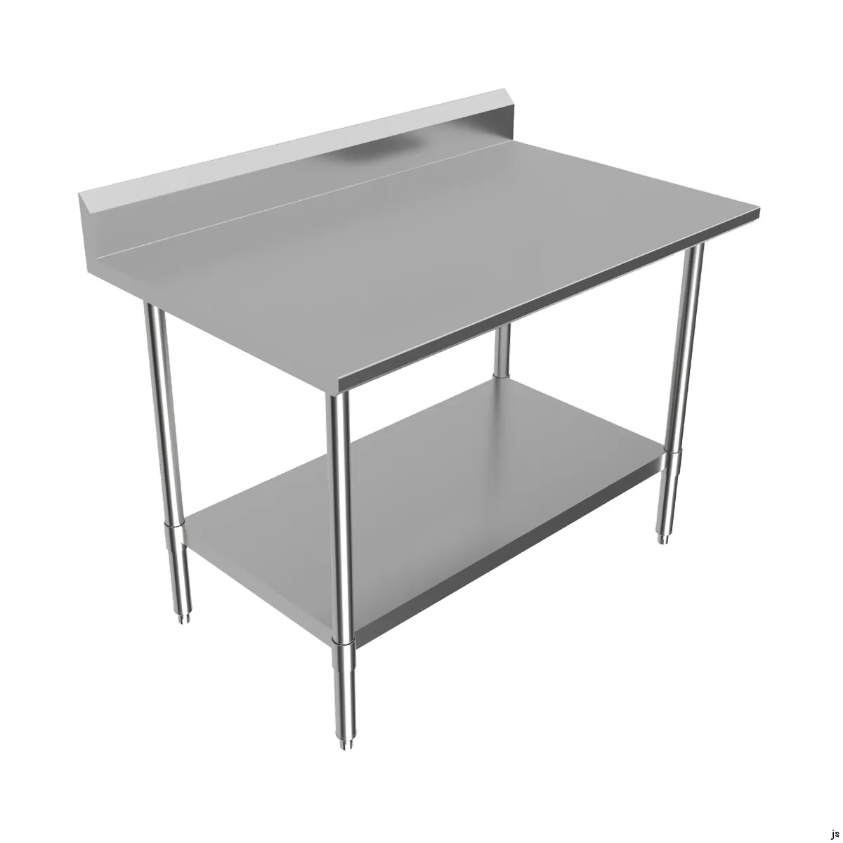 BK Resources CVTR5-4824 48" Open Base Work Table with Undershelf, 5" Backsplash / 16 Gauge Top