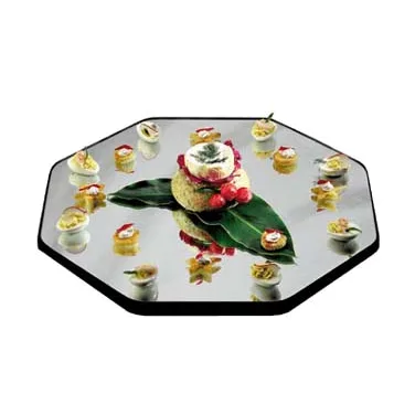 Lakeside 278 Mirror Tray – Octagon 15" Diameter, 1/4" Plate Glass with Wood Backing, Edges, USA
