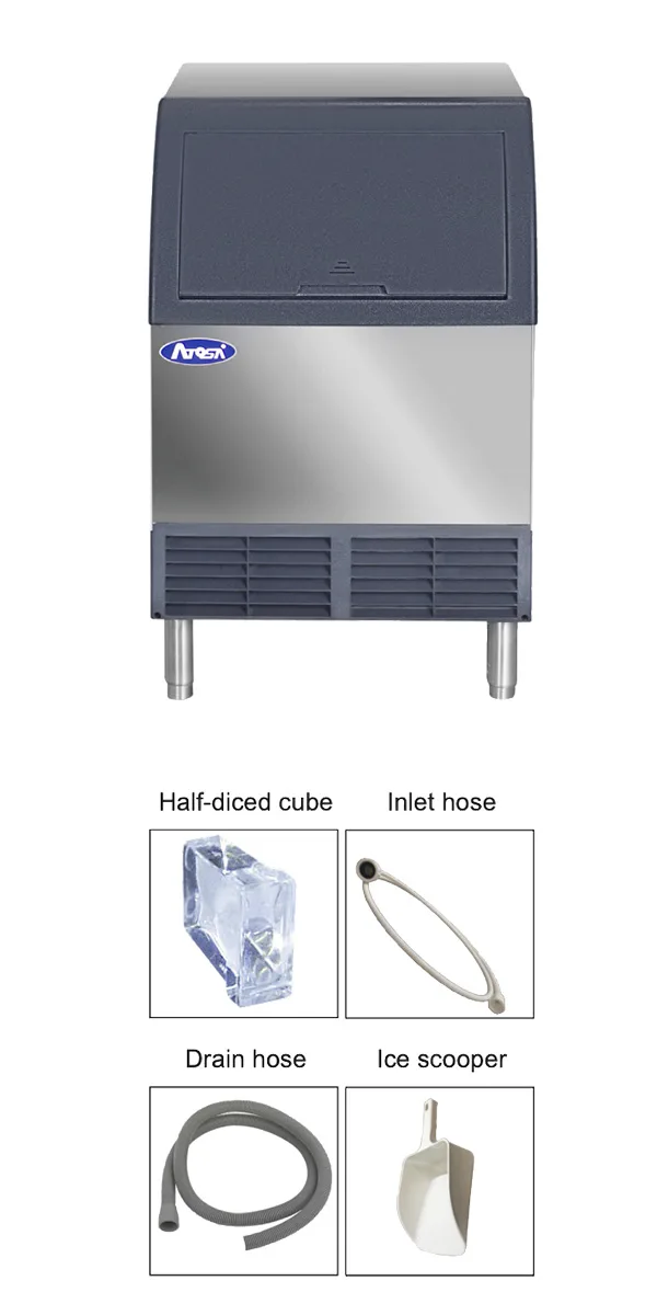 Atosa USA YR280-AP-161 24“ Air Cooled Half Cube 283 lb Undercounter Ice Machine with 88 lb Bin