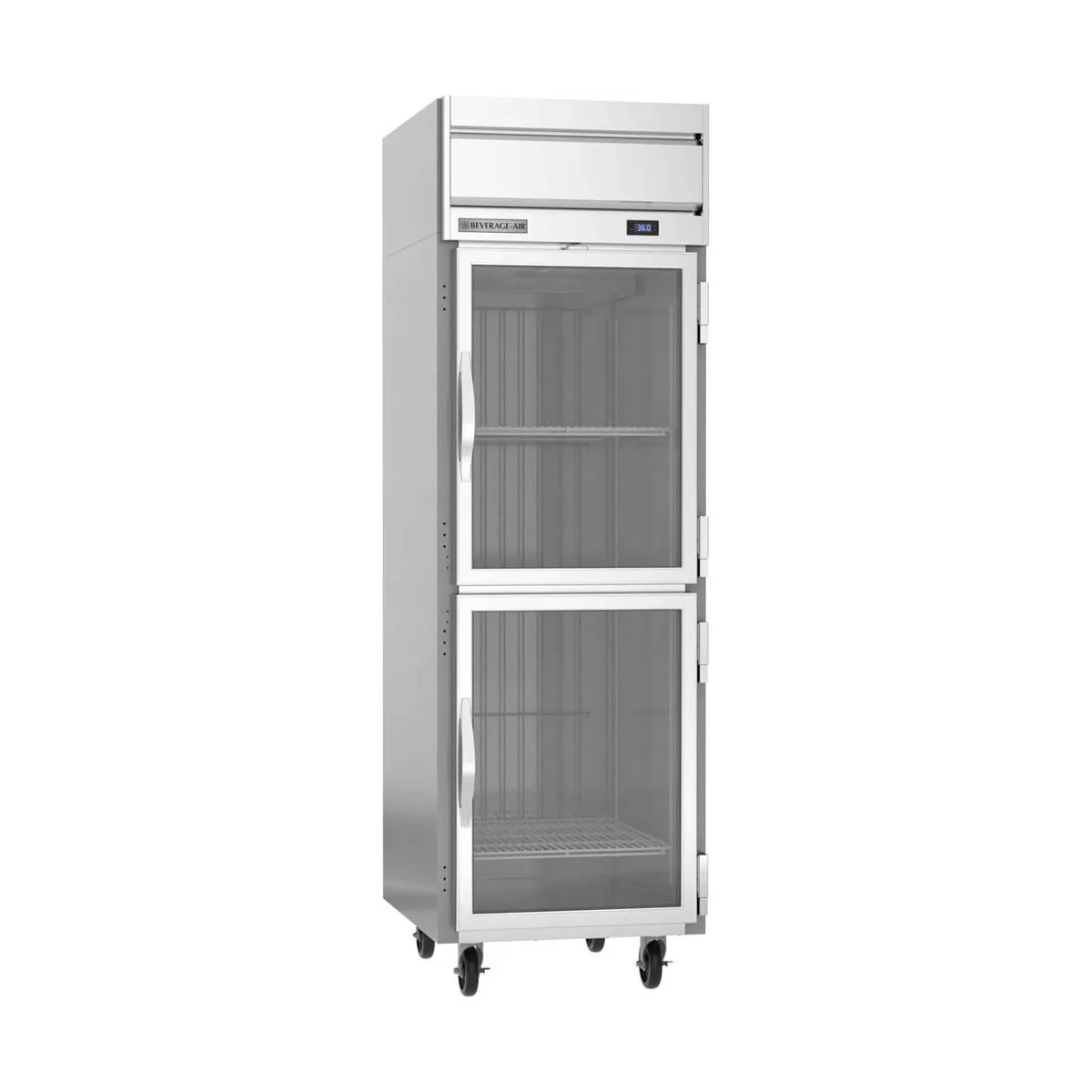 Beverage Air HR1HC-1HG 26" 1-Section Reach-In Refrigerator w/ 2 Glass Half Doors, Top Mount, 1/4 hp, 22 cu. ft.