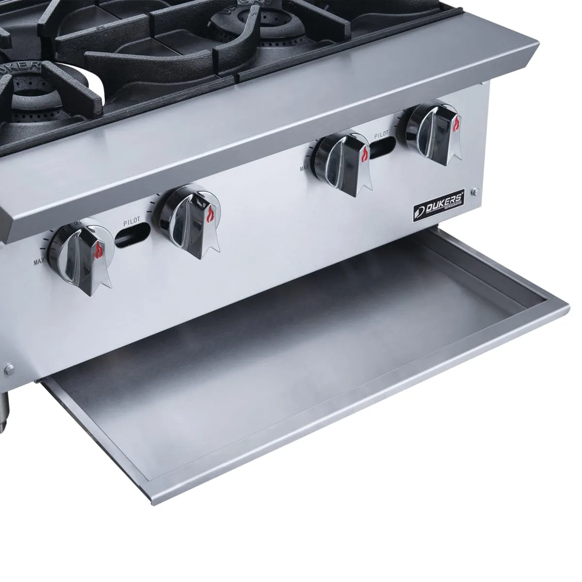 Dukers DCHPB24 24" Gas Hotplate w/ (4) Burners & Manual Controls, Convertible