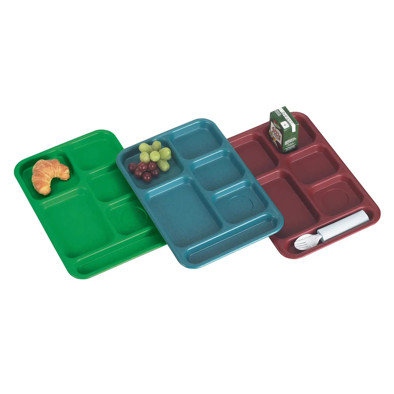 Cambro BCT1014416 6‑Compartment Rectangular Tray 10" x 14½" Red ABS Scratch‑Resistant