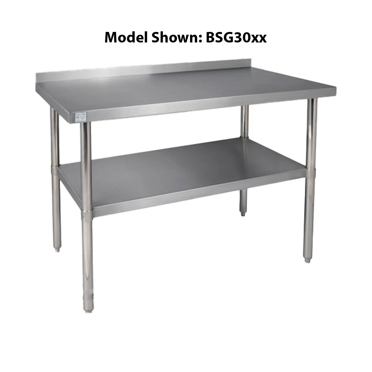 Klinger's Trading BSG3012 12" Open Base Work Table with Undershelf / Upturn - 18 Gauge Top