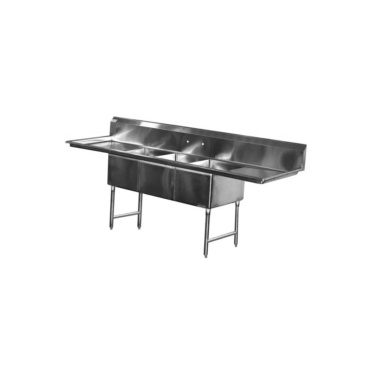 Serv-Ware E3CWP24242-24 120" Three Compartment Sink, 24"W x 24"L Bowl With 2 Drainboards
