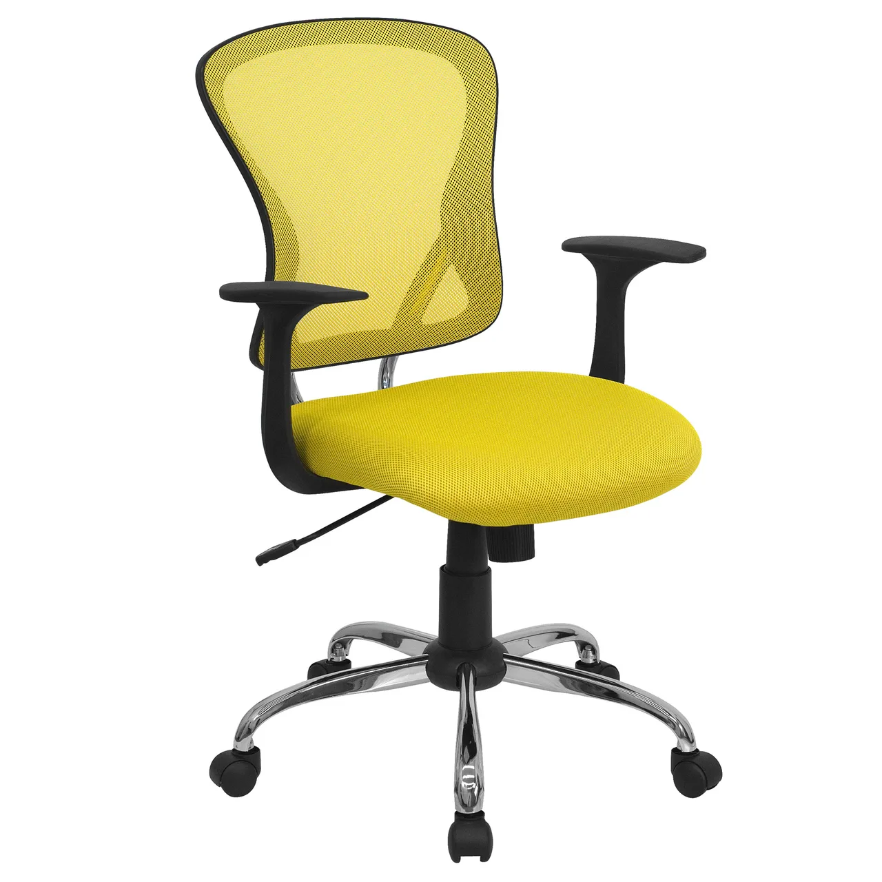 Flash Furniture H-8369F-YEL-GG Swivel Task Chair, 36-40" Height, 250 lbs, Yellow Mesh Back, Arms, Base,Casters