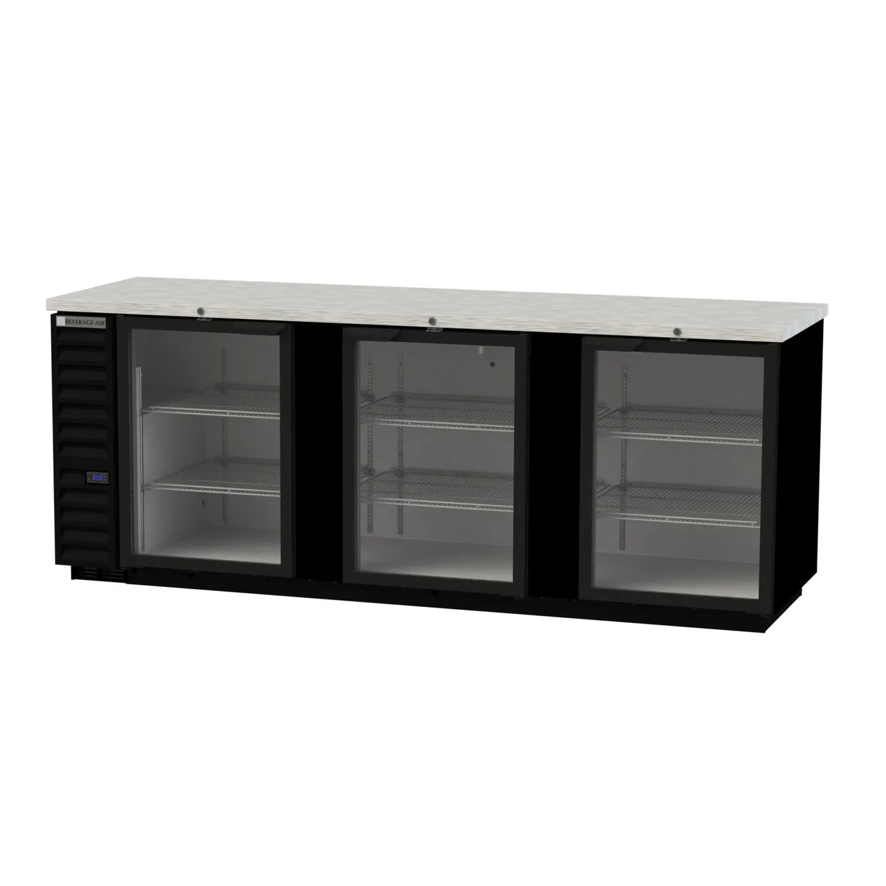 Beverage Air BB94HC-1-G-B 95" Three Section Back Bar Cooler with Glass Door, 37.82 cu. ft.