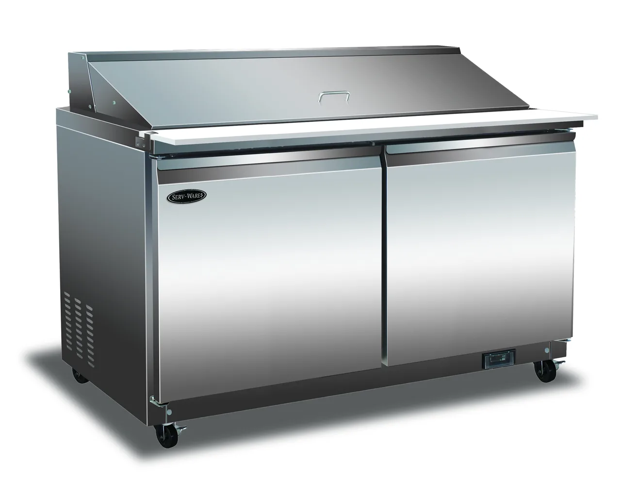 Serv-Ware SP60-24M-HC-T 61" 2-Door Mega Top Sandwich and Salad Prep Table, 24 Pans