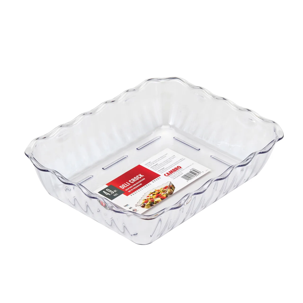 Cambro DC10152 - 4.9 Qt Clear SAN Deli Crock 13-3/16" x 10-7/16" Stain/Chip Resistant NSF