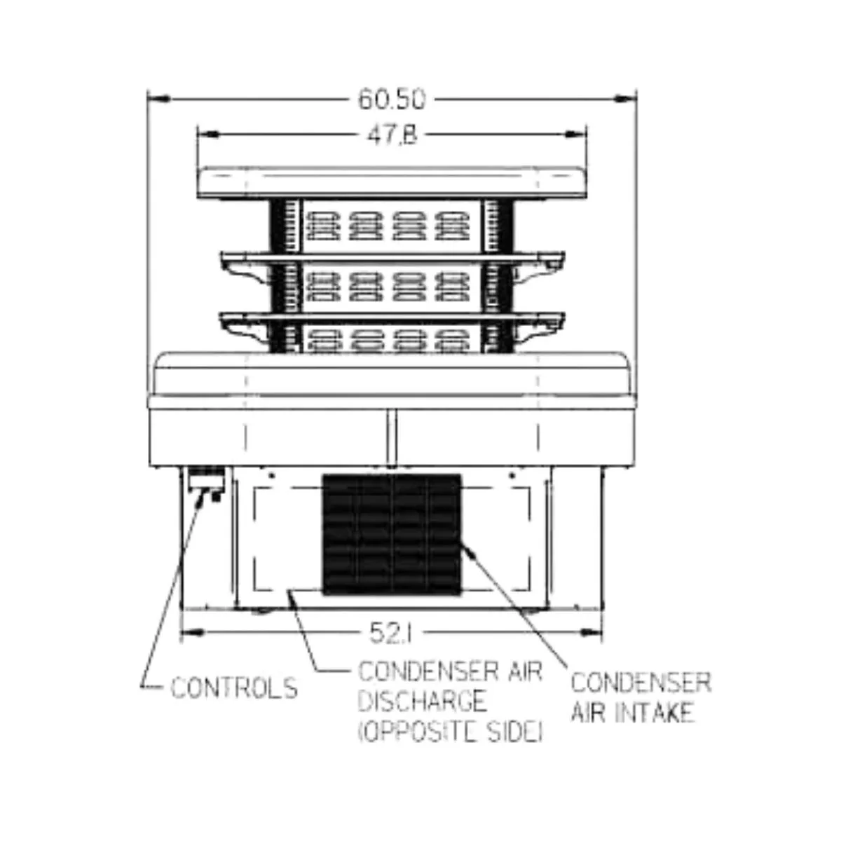 Federal Industries IMSS60SC-3 60" Refrigerated Self-Serve Island Merchandiser, 3 Shelves