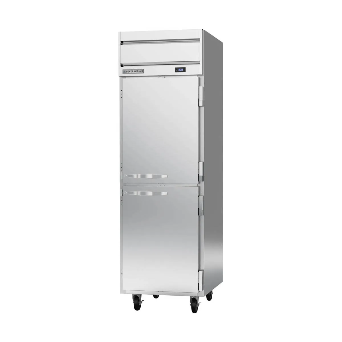 Beverage Air HRS1HC-1HS 26" 1-Section Reach-In Refrigerator w/ 2 Solid Half Doors, Top Mounted, 1/4 hp, 21 cu. ft.