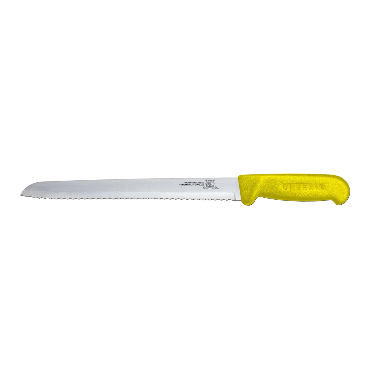 Omcan USA 12627 Slicing Knife, 8" Narrow Blade, Stamped Style, Yellow Polypropylene Plastic Handle