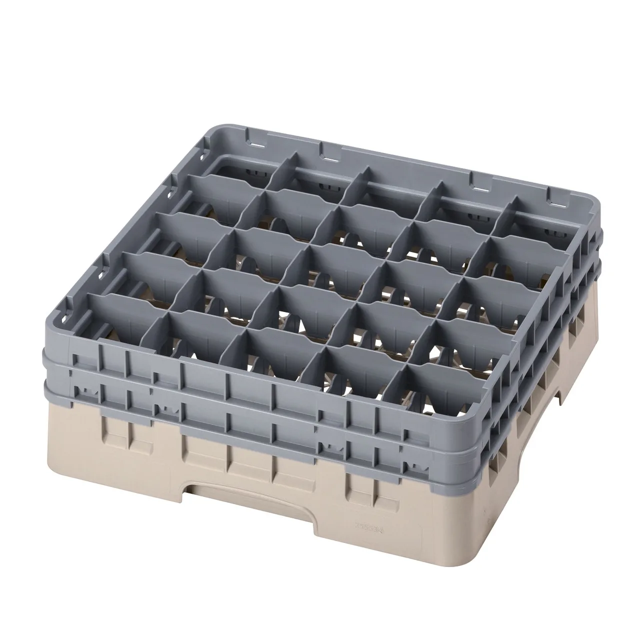 Cambro 25S534184 Camrack Glass Rack, Full Size, Beige, 19-3/4"x19-3/4"x7-1/4", 25 Compartments, 3-7/16" Max Dia