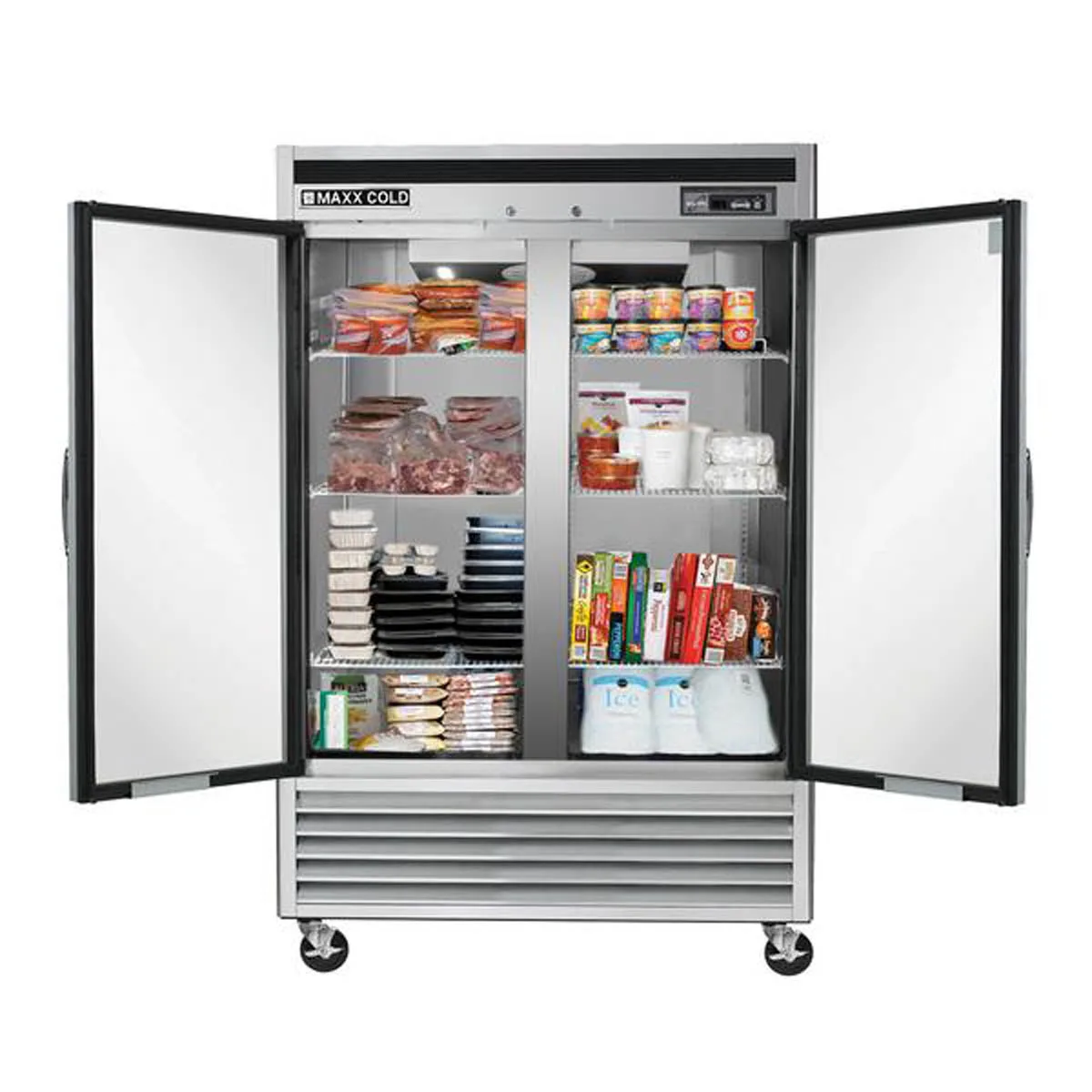 Maxx Cold MCF-49FDHC 54" 2-Solid Door Reach-In Freezer, Bottom Mounted, 42.8 cu. ft., Stainless Steel