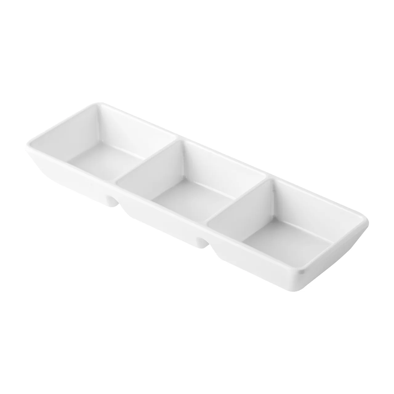 CAC China XCND-3T9-MWT 3oz Matte White China Bowl, 3 Compartment, 8-1/2"W x 3"D x 1-1/4"H - Dozen