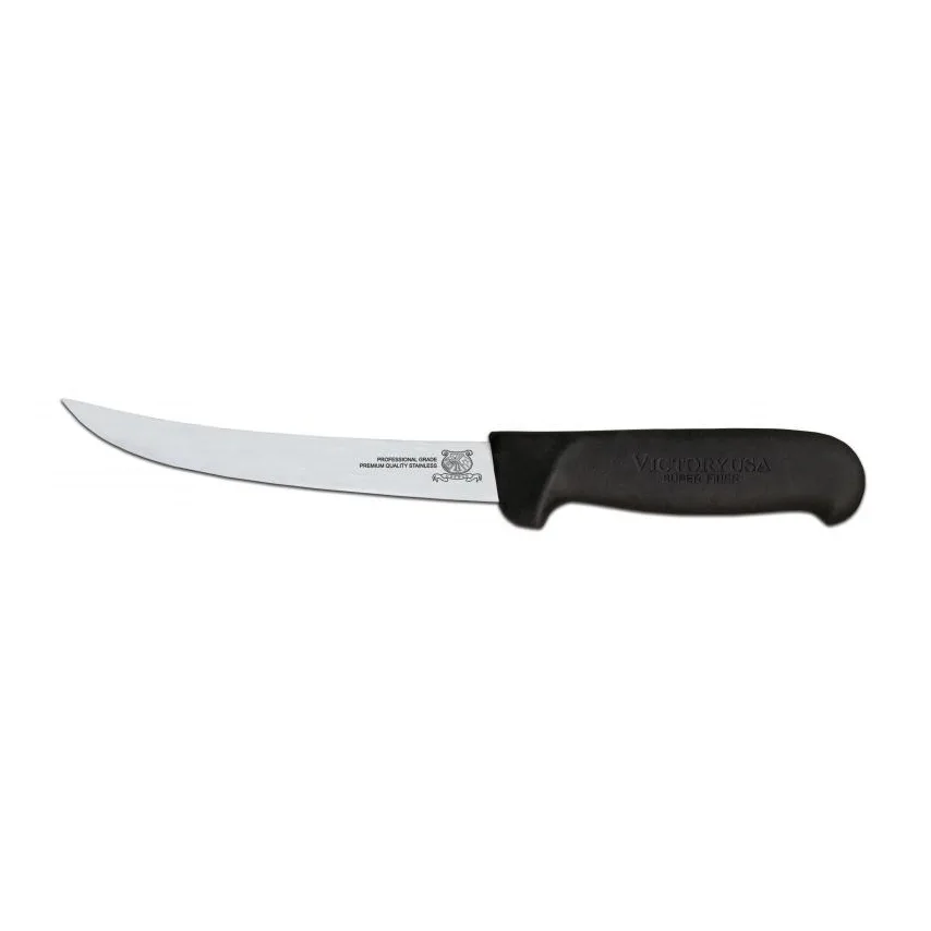 Omcan USA 12848 Boning Knife - 6" Curved Stainless Steel Blade, Black Plastic Handle, Stamped Style
