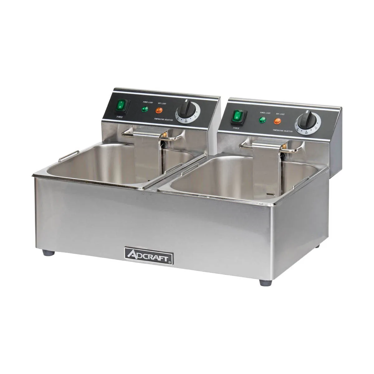 Adcraft DF-6L/2 Double Tank Countertop Electric Deep Fryer w/ 2 Fryer Baskets, 15 lb/hour Per Pot