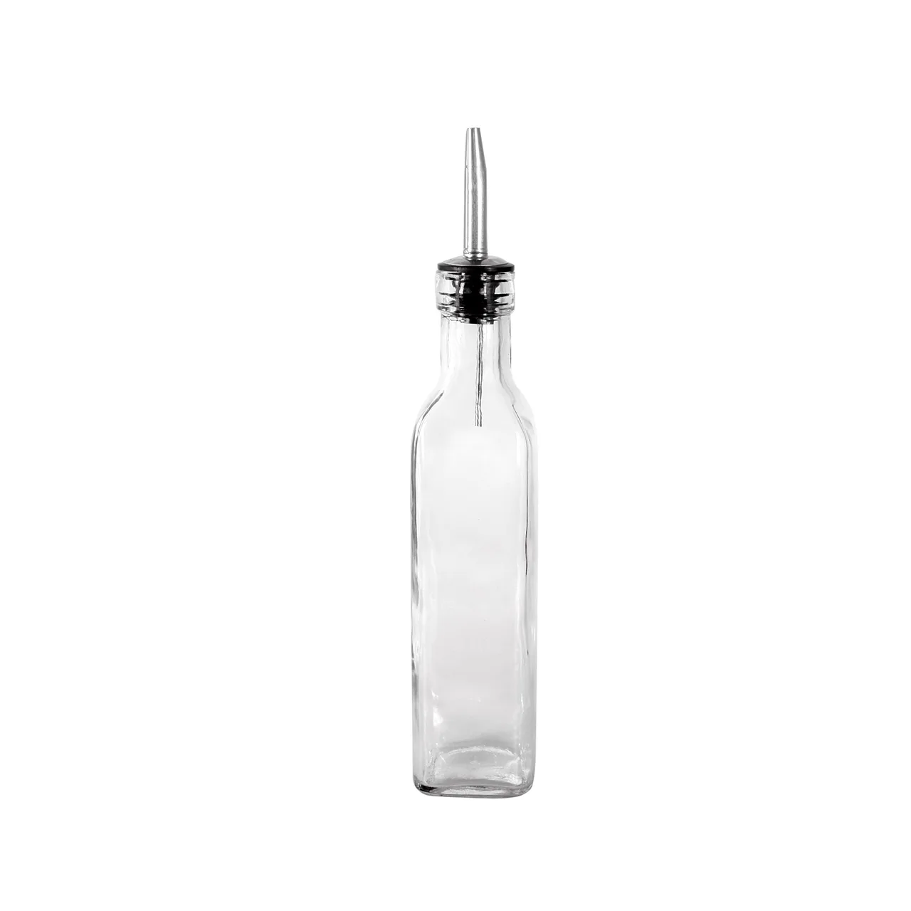 CAC China W3SQ-8BT Oil & Vinegar Cruet Bottle, 8 oz Lead-Free Glass with Stainless Steel Pourer