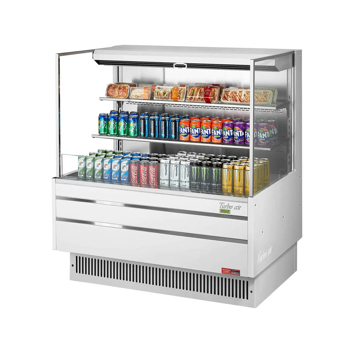 Turbo Air TOM-48L-UF-W(B)-3S-N 46" Horizontal Open Air Merchandiser, Specify Exterior, Self-Contained