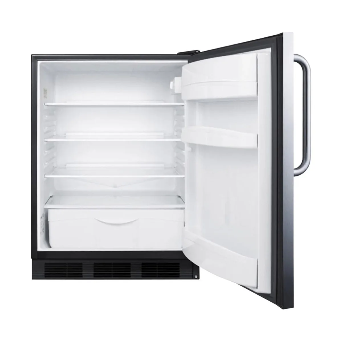 Summit FF6BK7SSTB 24" Freestanding Undercounter Refrigerator in Black, Stainless Steel Door, 5.5 cu. ft.