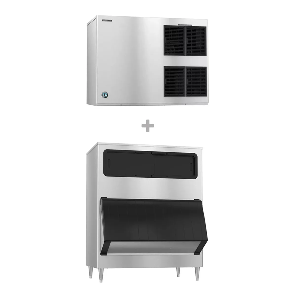 Hoshizaki KM-1900SWJ/B-1300SS Water Cooled Crescent 1880 lb Ice Machine with Bin, 1304 lb Storage