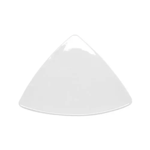 CAC China TRG-9 Triangular Plate, 8-1/2" x 8-1/2" x 1", Porcelain, Super White, Flat Edge - Dozen
