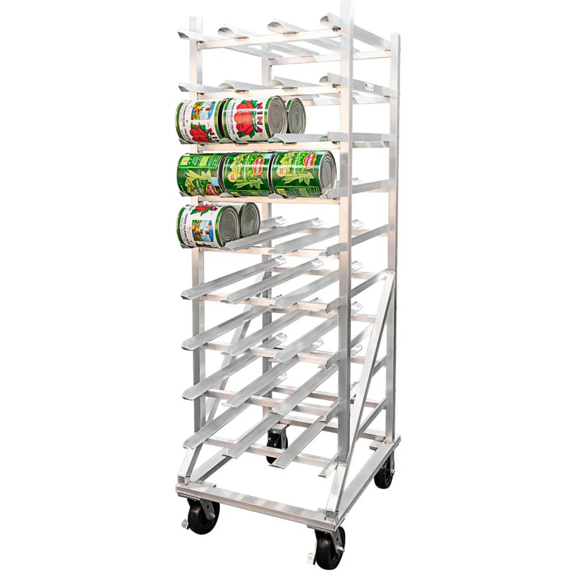 New Age 1250CK Aluminum Full Size Mobile Can Rack with 162 #10 or 216 #5 Cans Capacity 