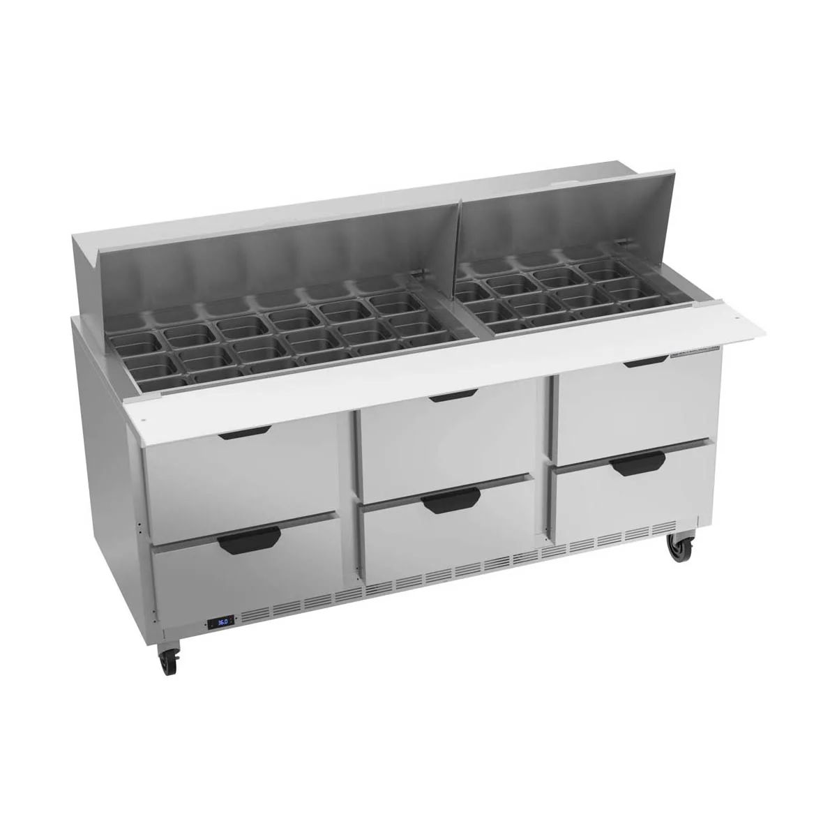 Beverage Air SPED72HC-30M-6 72" Mega Top Sandwich/Salad Prep Table w/ 6 Drawers, 30 Pans
