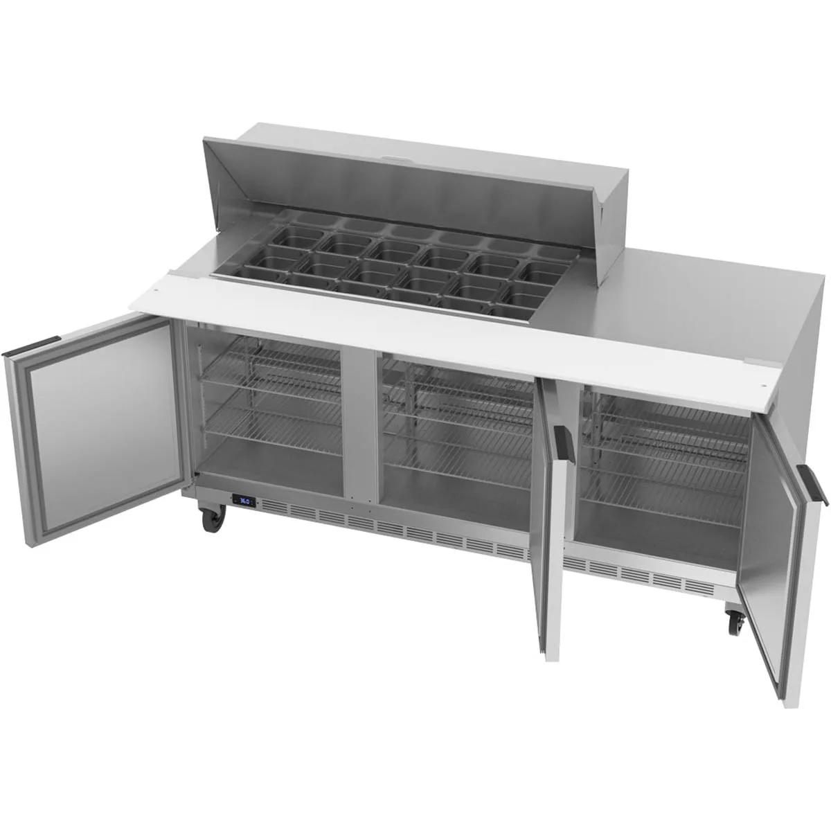 Beverage Air SPE72HC-18M 72" Mega Top Sandwich / Salad Prep Table w/ 3 Doors, 18 Pans, 20 cu. ft.