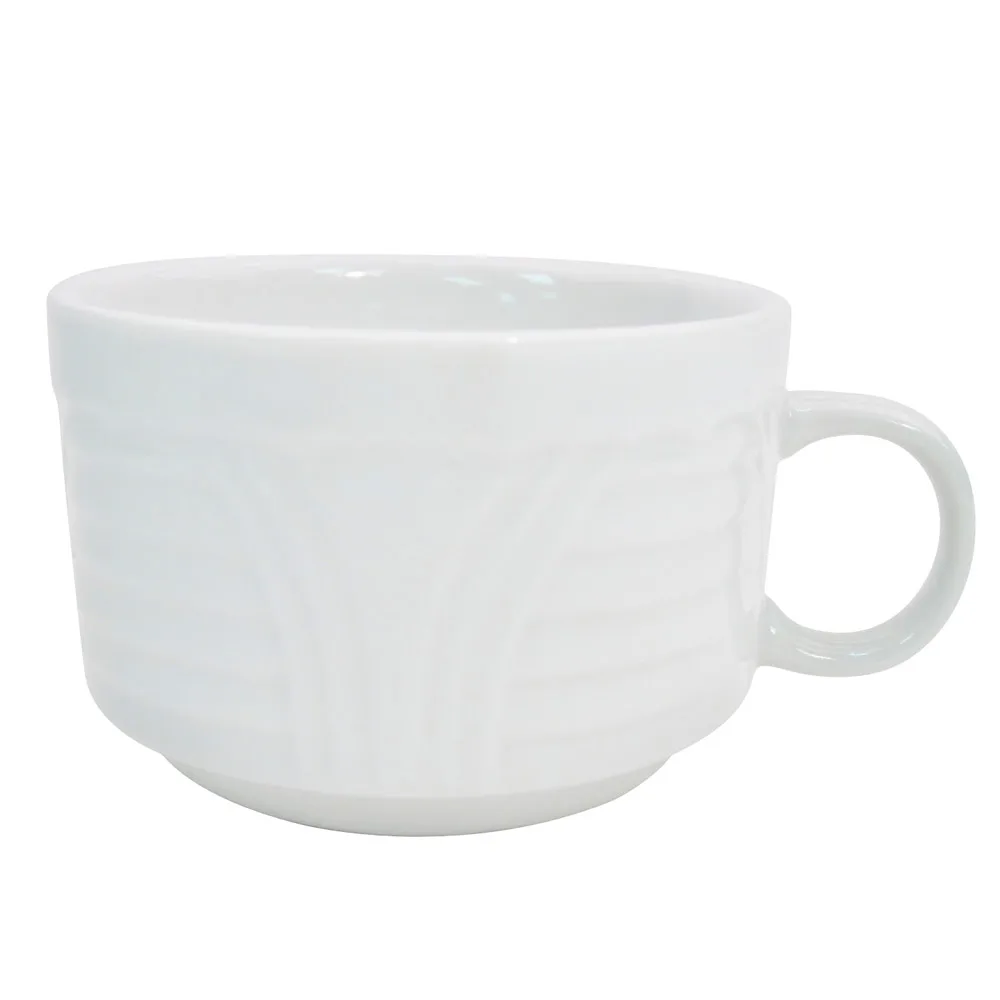 CAC China CRO-1-S - 8 oz Corona Coffee Cup, 3.5" Dia x 2.5" H, White Porcelain, Stackable - 1 Dozen