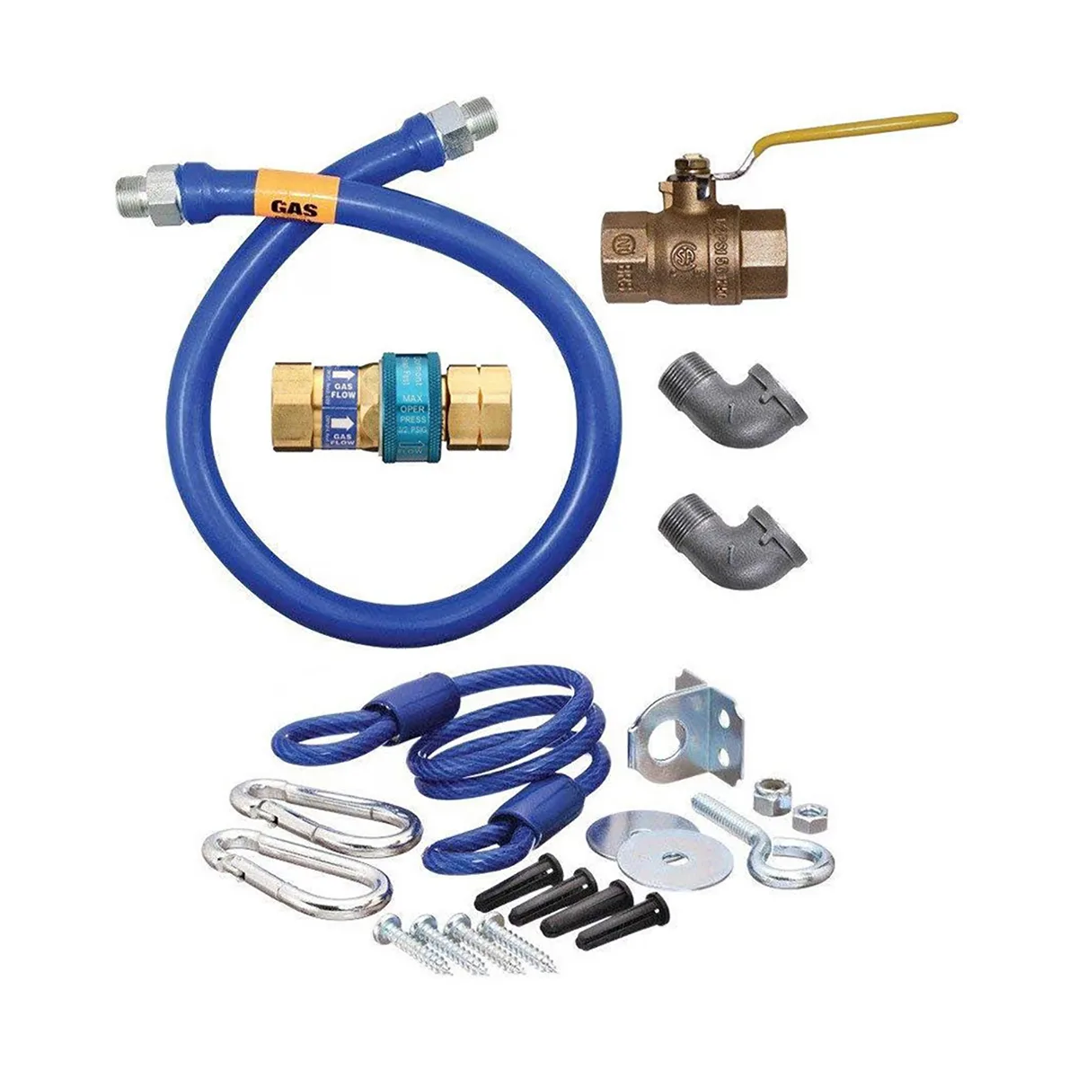 Dormont 16100KIT36 Deluxe SnapFast 36" Gas Connector Kit w/ Two Elbows, Restraining Cable, 1" Dia