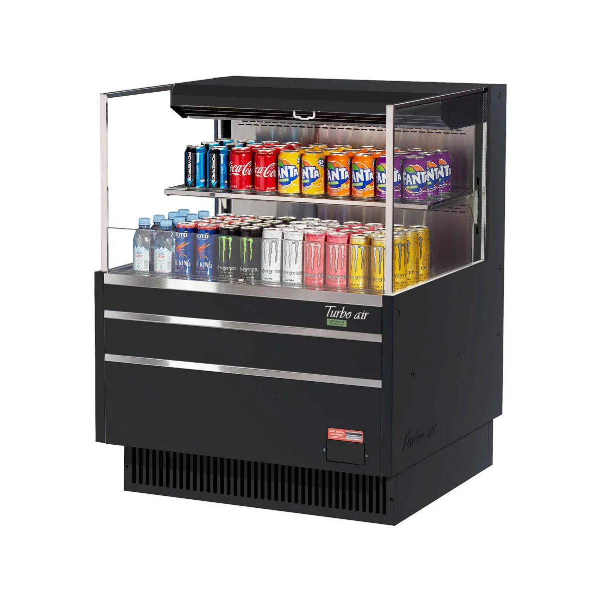 Turbo Air TOM-36L-UF-W(B)-2S-N 34" Horizontal Open Air Merchandiser, Specify Exterior, Self-Contained
