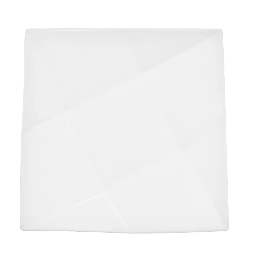 CACChina QZT-21 Crystal Plate, 12" x 12" Square Porcelain, White, Dishwasher/Oven/MW Safe - Dozen