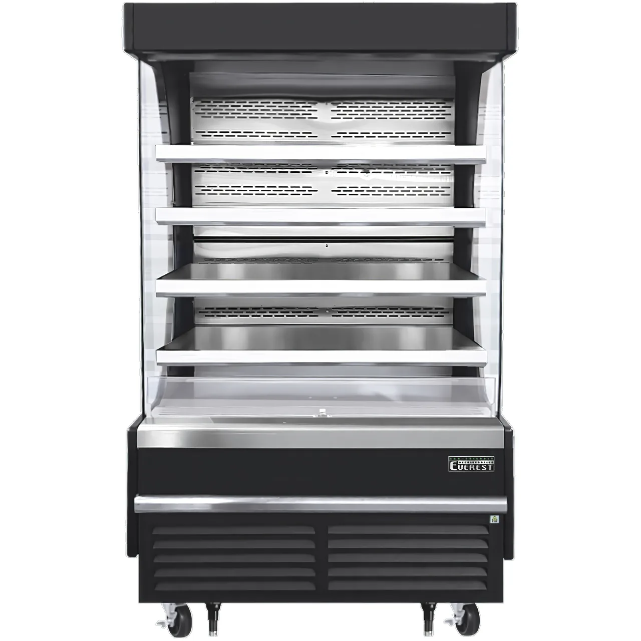 Everest EOMV-48-B-28-T 48" Vertical Open Air Merchandiser in Black, High Profile, 4 Shelves, 16.8 cu. ft.
