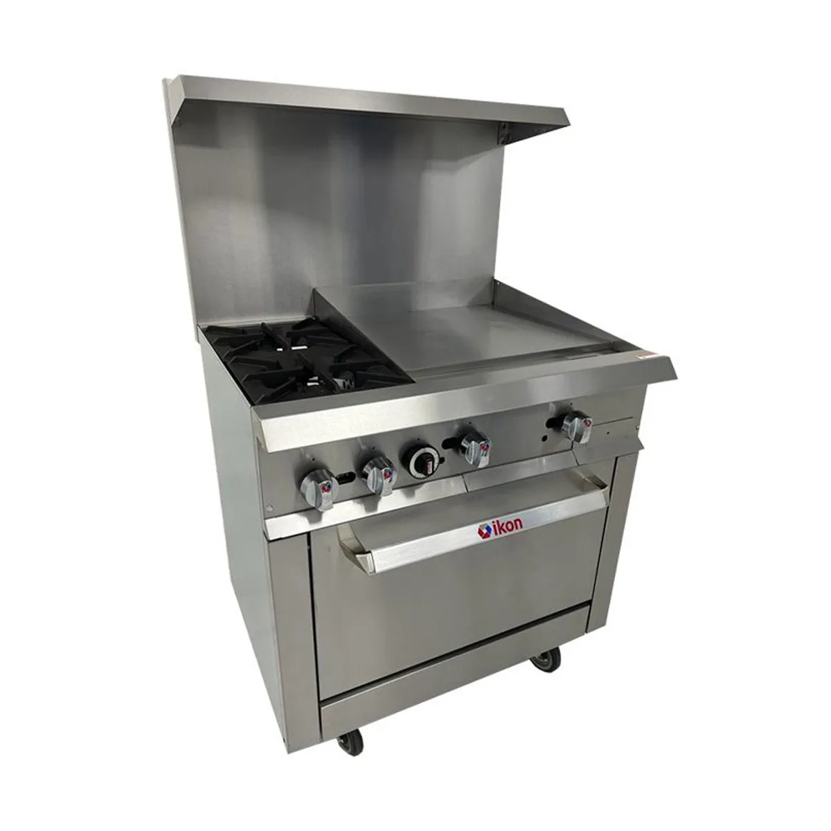 IKON IR-2B-24MG-36 36" Gas Restaurant Range w/ (2) Open Burners, 24" Griddle, (1) Oven, 153.000 BTU