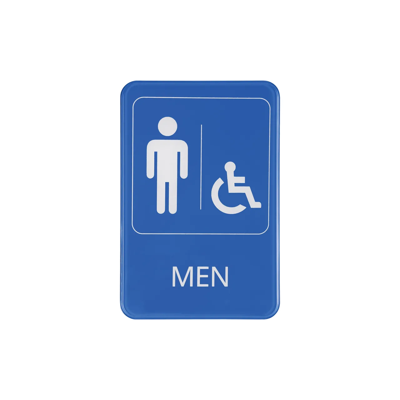 CACChina SCE9-MN08 Compliance Sign, 6" x 9" Men, Heavy-Duty Plastic, Blue, Pressure-Sensitive Tape