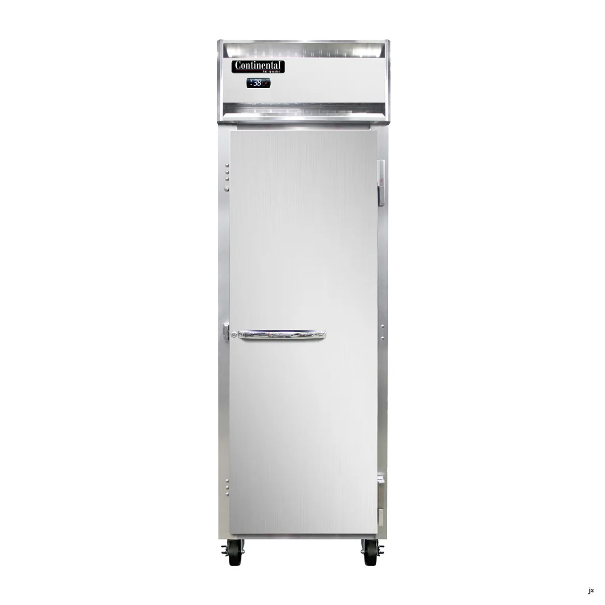 Continental Refrigerator 1RN 26" 1-Section Reach-In Refrigerator w/ Solid Door, Stainless Steel Front Aluminum Exterior, 20 cu. ft.