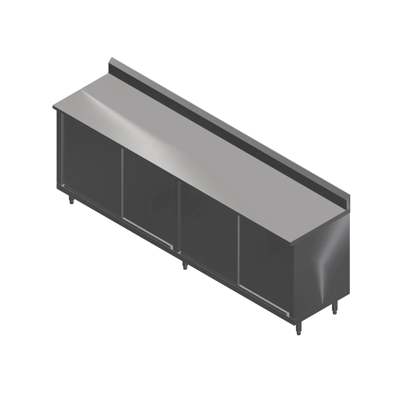 John Boos 4CS6R5-36108 108" Customizable Work Table with Sliding Door Cabinet Base / Backsplash