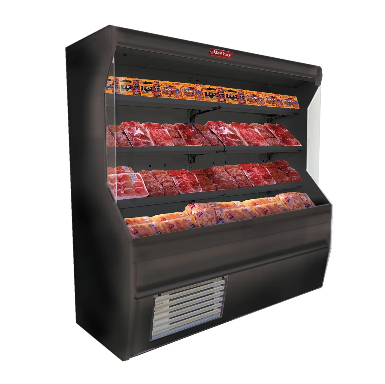 Howard-McCray R-M32E-12-B-LED 146'' Vertical Open Air Curtain Meat Merchandiser in Black