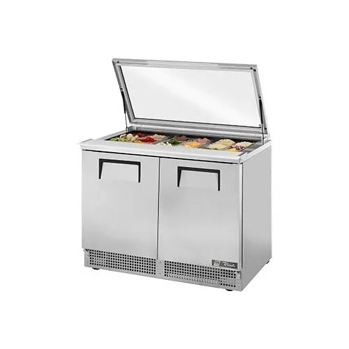True TFP-48-18M-HC~FGLID 48" Mega Top Sandwich/Salad Prep Table w/ 2 Doors, 18 Pans