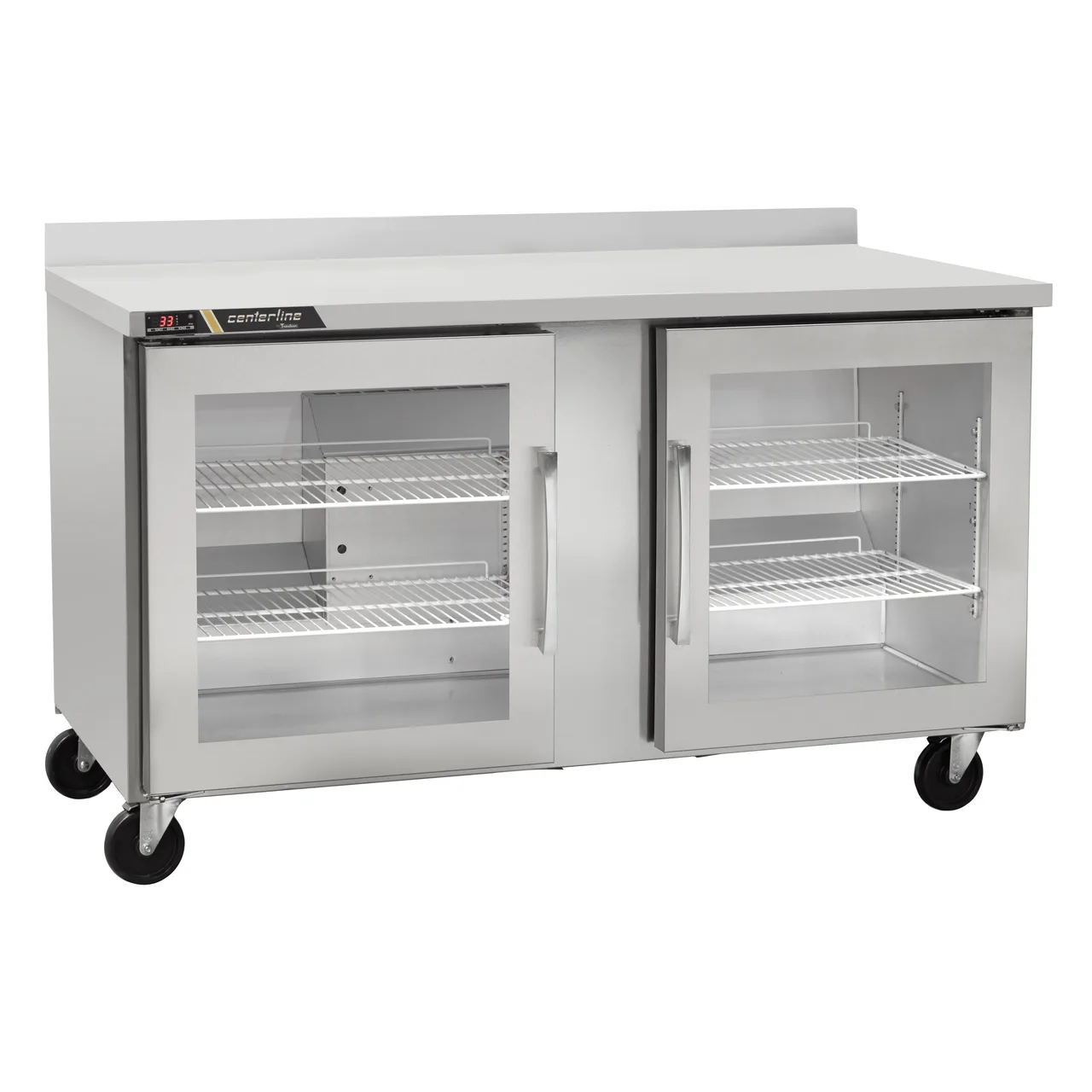 Traulsen C Series CLUC-60R-GD-WTLR 60" 2-Section Worktop Refrigerator w/ 2 Glass Doors