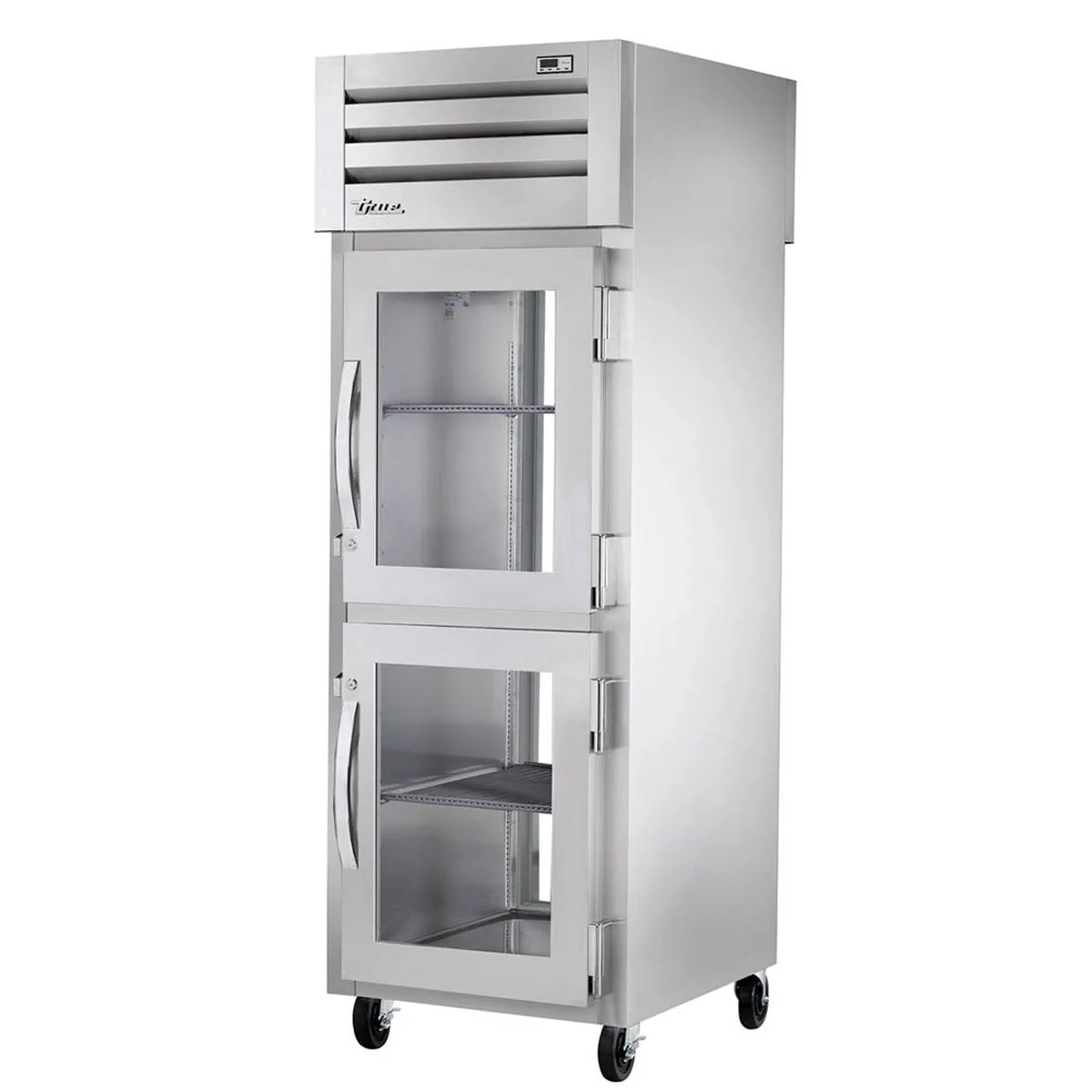 True STA1RPT-2HG-1G-HC 28" 1-Section Pass-Thru Refrigerator w/ Front 2 Glass Half & Rear Glass Full Door, Aluminum Interior-Stainless Floor