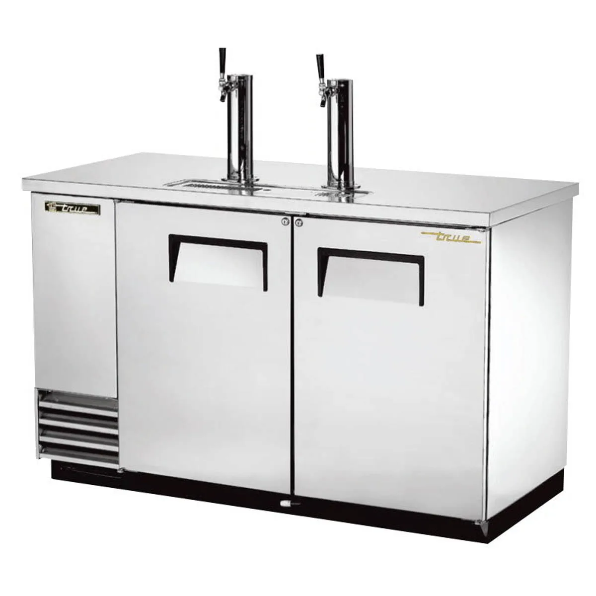 True TDD-2-S-HC 58" Solid Door Steel Direct Draw Beer Dispenser with 2 Taps & 2 Keg Capacity