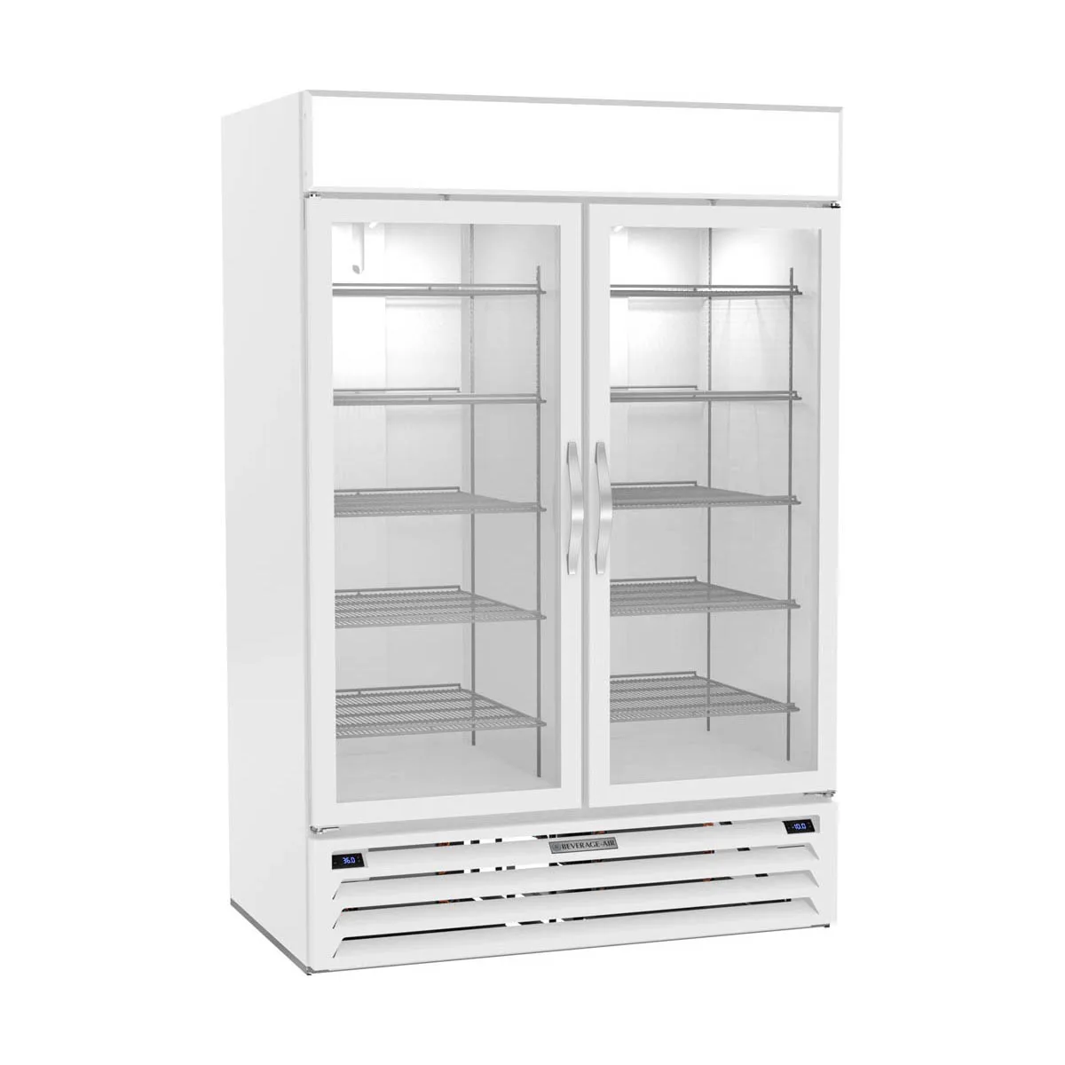 Beverage Air MMRF49HC-1-A-WW 52" Glass Door Merchandiser, 21 cu ft Fridge & Freezer, White, LED Light