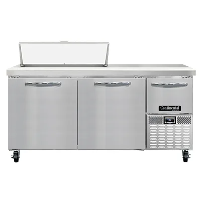 Continental Refrigerator RA68N10 68" 3-Door Sandwich and Salad Prep Table, 10 Pans, Stainless Steel
