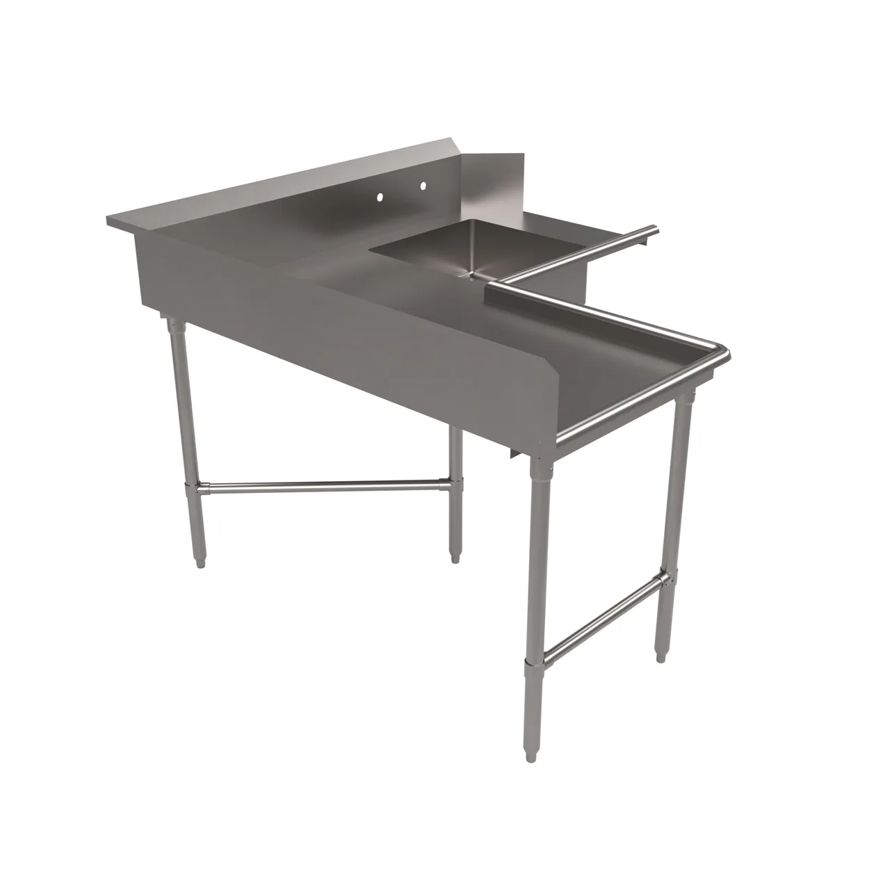 BK Resources BKSDT6-C6048L 60"x48" Corner Soiled Dishtable with Bowl, L-shaped / Left-to-Right