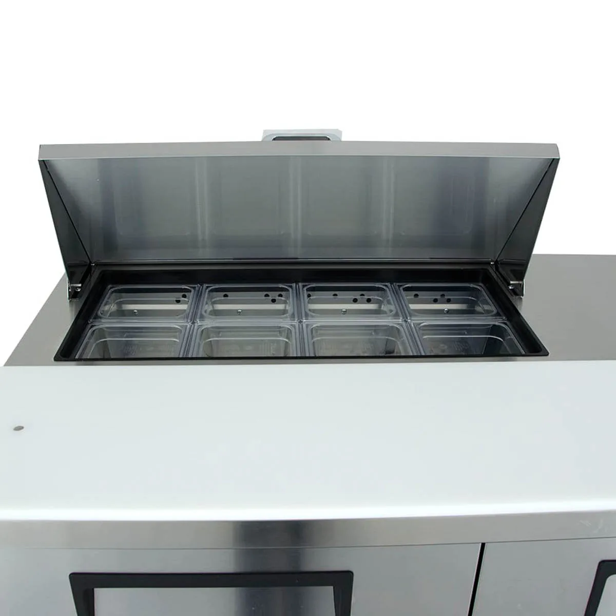 True TSSU-48-08-HC 48" Two Section Sandwich / Salad Prep Table w/ 2 Doors, 8 Pans