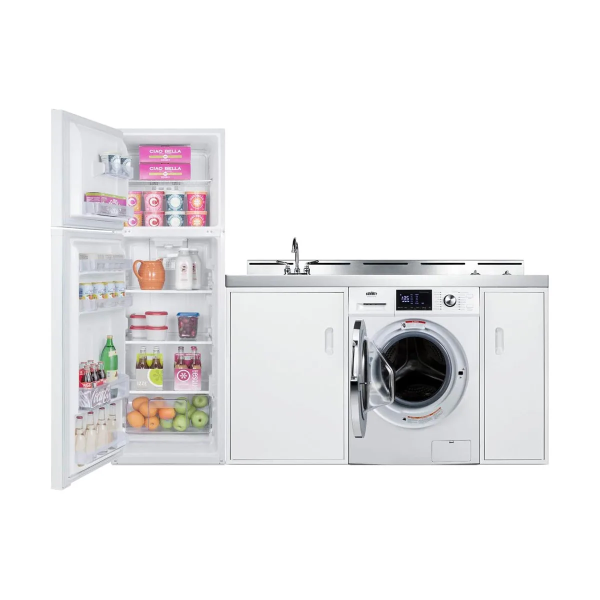 Summit ACKSPWD821G All-In-One Combination Kitchenette with Washer/Dryer Combo